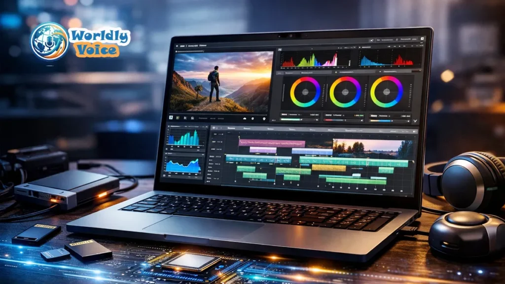 Best Laptop GPUs for 4K Video Editing in 2026: A Professional’s Guide Best laptop GPUs for 4K video editing shown through a professional editing laptop, 4K timeline, GPU visuals, and creative workstation.