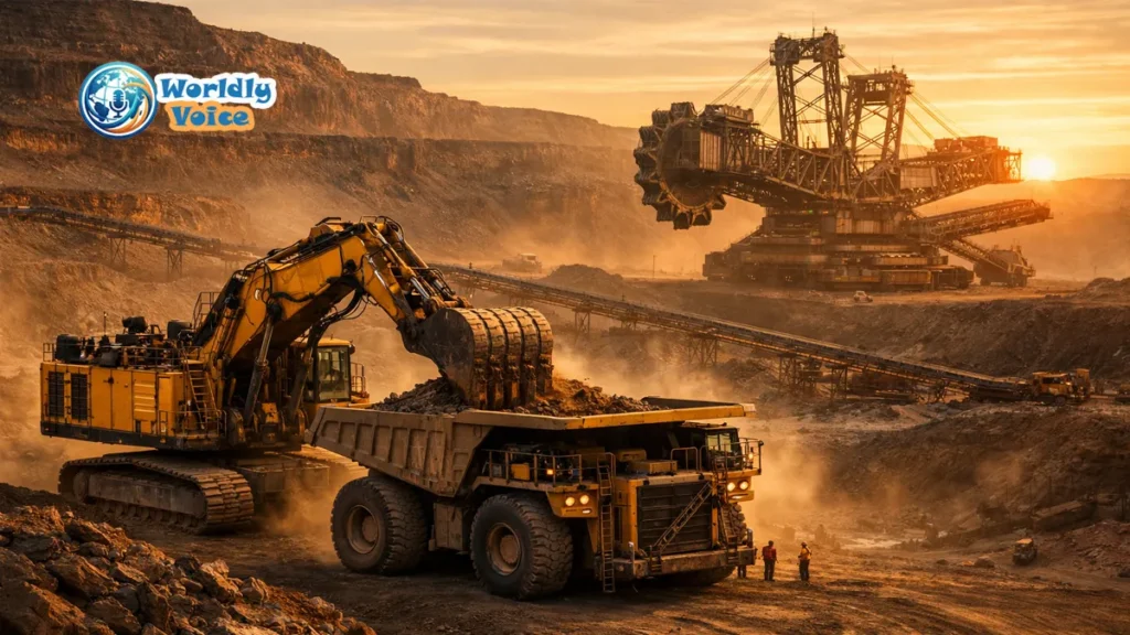 Biggest Excavator In World: Breaking Down the Epic Engineering Debate Massive hydraulic mining shovel and giant bucket-wheel excavator working in an open-pit mine at sunset.