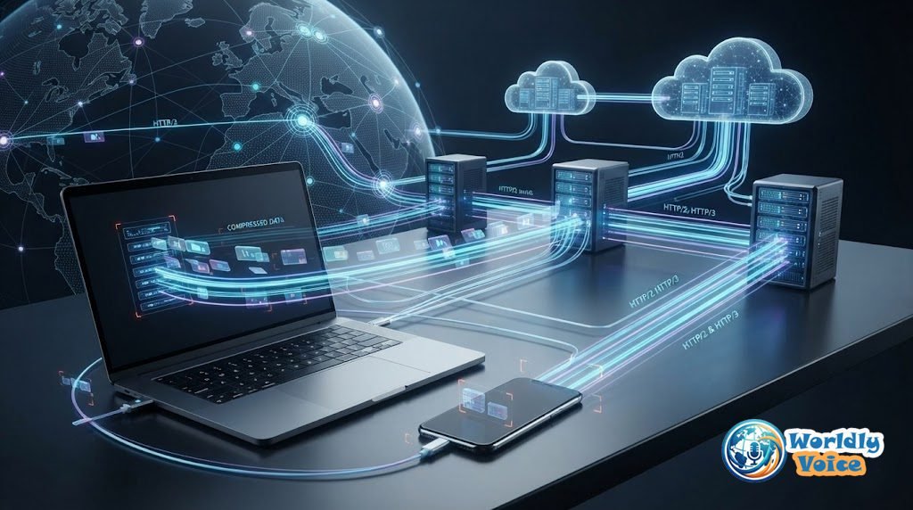 8 Tech Ideas That Made the Web Move Quicker: Innovations That Speed Up the Internet Modern internet network showing fast data transmission, caching, CDNs, and web performance technology