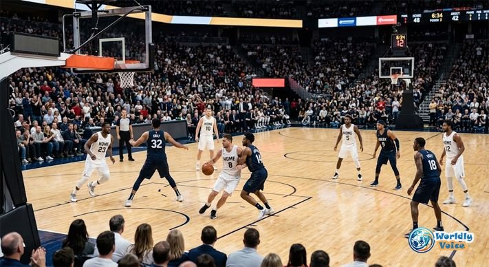 Ten players on a basketball court during a standard 5-on-5 game