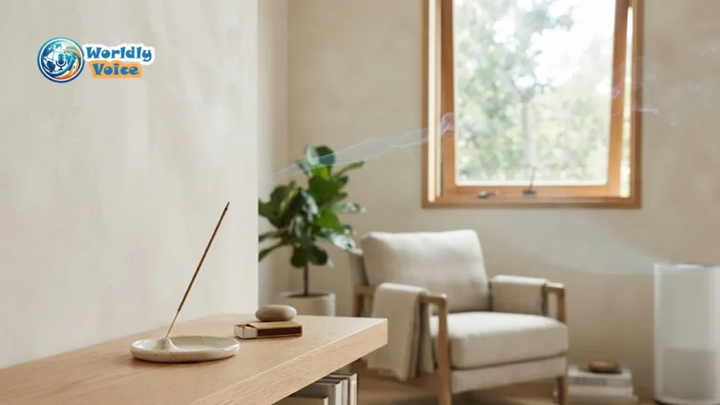 How to Burn Incense Safely at Home: A Complete Guide to Air Quality and Ventilation Incense burning safely near an open window with a HEPA air purifier
