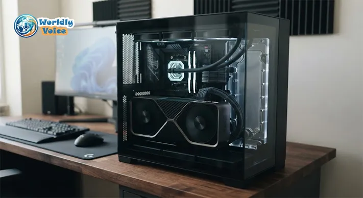High-end gaming PC featuring a large RTX 5090 graphics card (RTX 5090 Price in Pakistan)